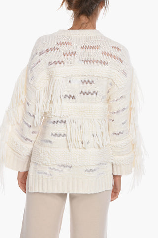 Alpaca-blend Oversized Jumper with Fringe