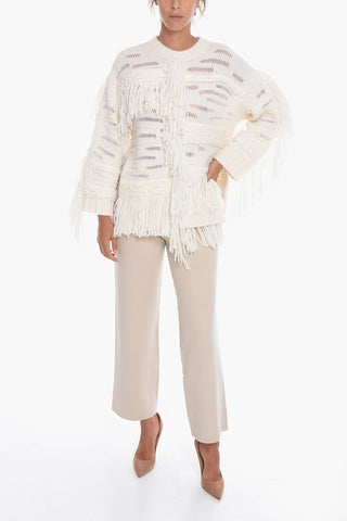 Alpaca-blend Oversized Jumper with Fringe