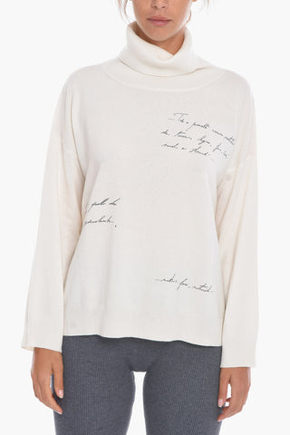 Cashmere Turtle-neck Sweater with Writings