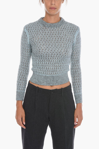 Mohair-blend Sweater with Openwork Detail