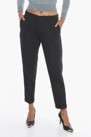 Wool Blend Single Pleat Classic Pants