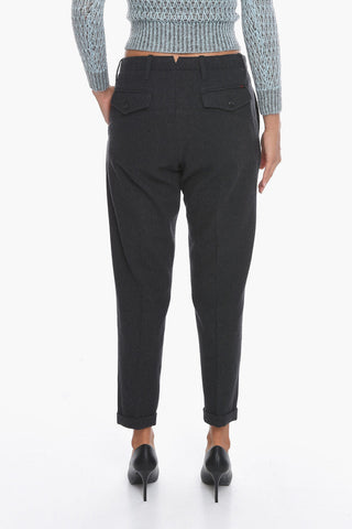 Wool Blend Single Pleat Classic Pants