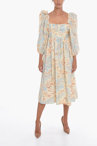 Floral-Printed LEILANI Midi Dress with Puffed Sleeve