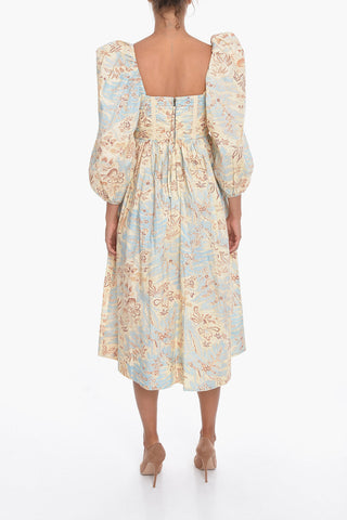 Floral-Printed LEILANI Midi Dress with Puffed Sleeve