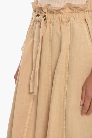 cotton TAITE Flared Midi Skirt With Drawstring on the Waist