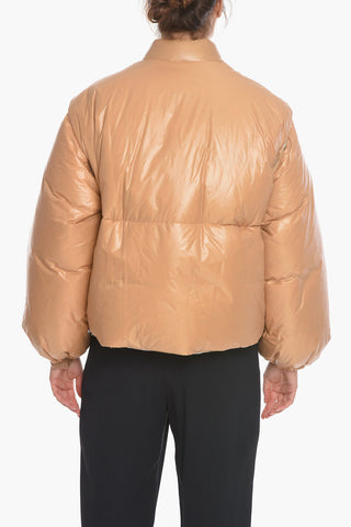 Cropped Puffer Jacket with Self-tie Detail