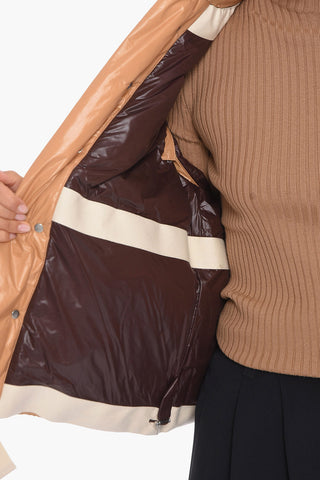 Cropped Puffer Jacket with Self-tie Detail