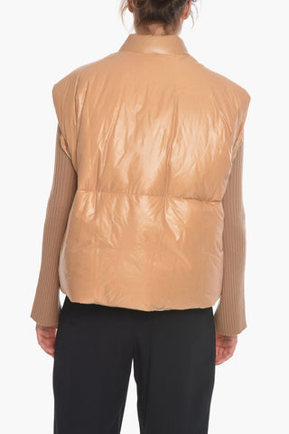 Cropped Puffer Jacket with Self-tie Detail
