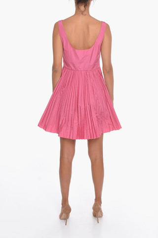 Shiny-Taffeta Empire Dress with Flared Pleated Skirt