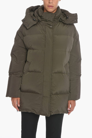 Solid Color AURORA PUFFY Down Jacket with Removable Hood and Hidden Closure