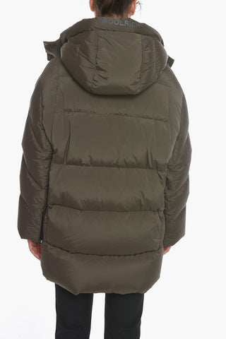 Solid Color AURORA PUFFY Down Jacket with Removable Hood and Hidden Closure