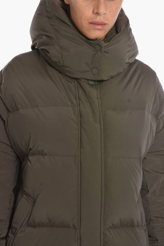 Solid Color AURORA PUFFY Down Jacket with Removable Hood and Hidden Closure