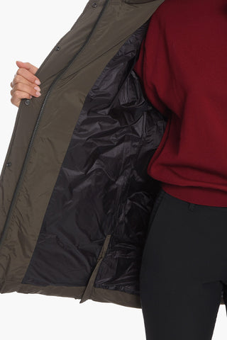 Solid Color AURORA PUFFY Down Jacket with Removable Hood and Hidden Closure