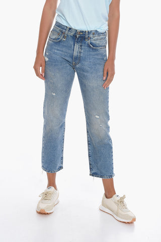 Light-washed Boyfriend Denims with Distressed details
