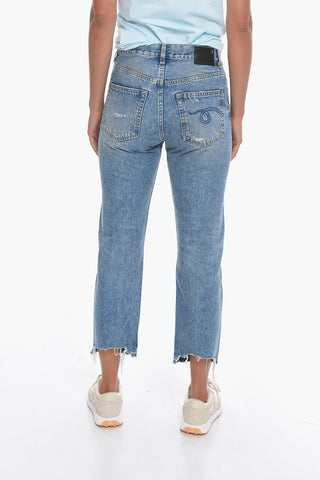 Light-washed Boyfriend Denims with Distressed details