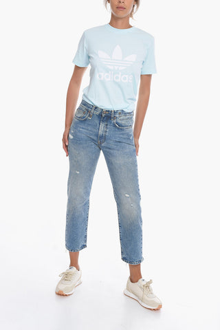 Light-washed Boyfriend Denims with Distressed details