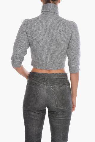 Maglia a Collo Alto in Cashmere a Costine