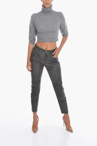 Maglia a Collo Alto in Cashmere a Costine