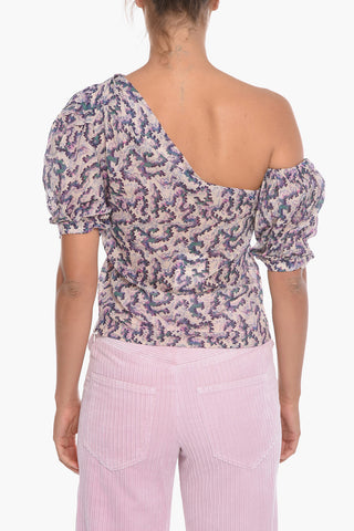 ETOILE Abstract Patterned LIDDY Asymmetrical Top with Balloon Sleeve