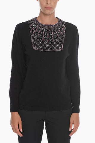 Maglia in Lana con Applicazione Strass
