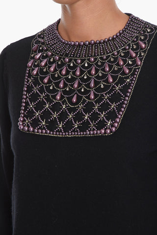 Maglia in Lana con Applicazione Strass
