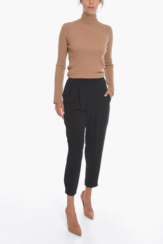 Pantaloni Baggy in Misto Seta a Due pince