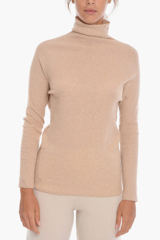 Cashmere-blend Turtleneck Ribbed Sweater 
