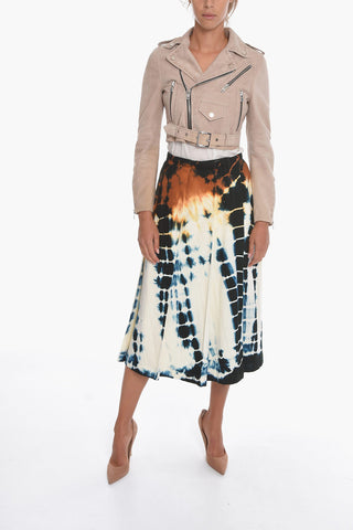 Suede Cropped Fit Biker Jacket with Belt