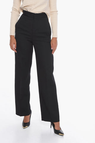 Virgin Wool Trousers with Buckle Detail