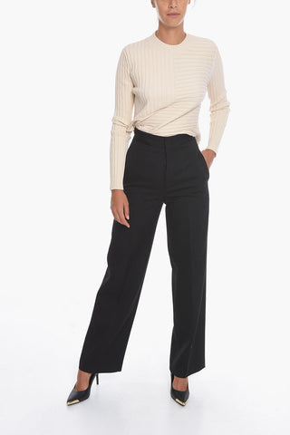 Virgin Wool Trousers with Buckle Detail