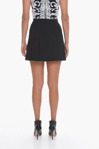 Virgin-wool Gabardine Pleated Miniskirt