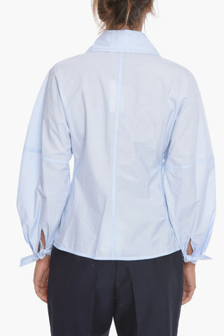 Camicia in Popeline di Cotone con Maxi Colletto a Punta