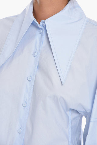 Camicia in Popeline di Cotone con Maxi Colletto a Punta