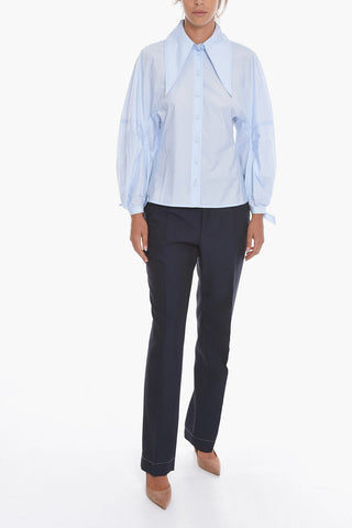 Camicia in Popeline di Cotone con Maxi Colletto a Punta