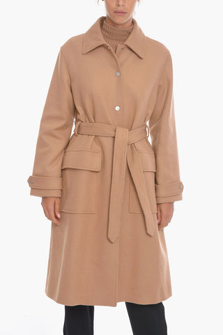 Wool-blend ANGELITA Single-breasted Coat with Belt