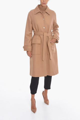 Wool-blend ANGELITA Single-breasted Coat with Belt