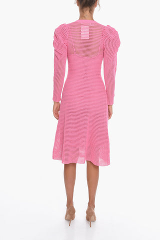 Openwork MARLENA A-Line Maxi Dress with Draped Details on the Sleeve
