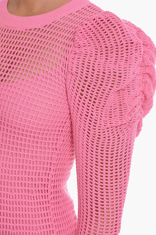 Openwork MARLENA A-Line Maxi Dress with Draped Details on the Sleeve
