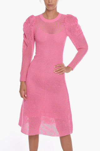 Openwork MARLENA A-Line Maxi Dress with Draped Details on the Sleeve