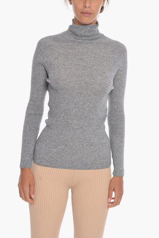 Cashmere-blend Turtleneck Ribbed Sweater