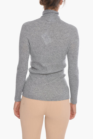Cashmere-blend Turtleneck Ribbed Sweater
