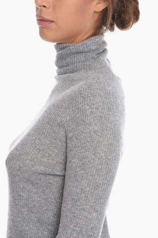 Cashmere-blend Turtleneck Ribbed Sweater