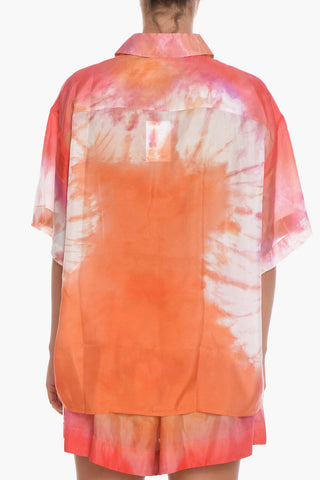 Tie Dye Effect Semi-sheer Silk VIOLET Shirt