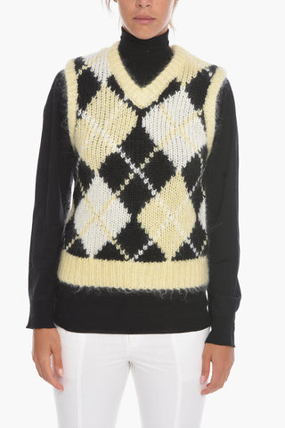 Mohair Blend SIMONES Vest with Checkered Motif
