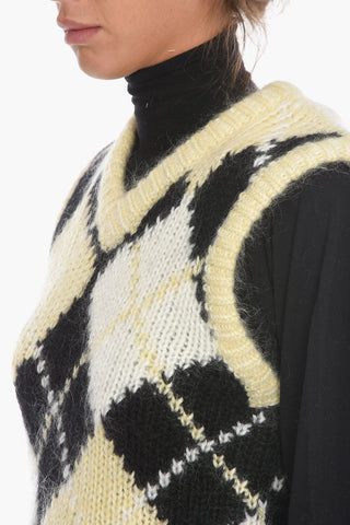 Mohair Blend SIMONES Vest with Checkered Motif