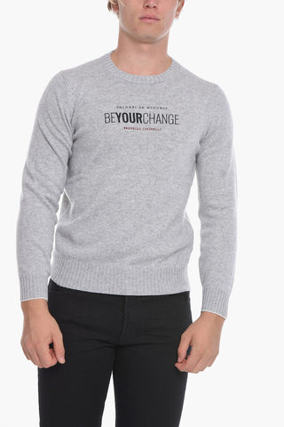 Cashmere Sweater with Embroidered Lettering