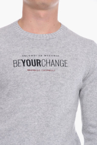 Cashmere Sweater with Embroidered Lettering