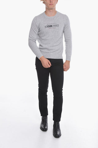 Cashmere Sweater with Embroidered Lettering