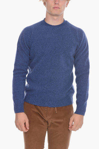 Virgin Wool and Cashmre Crew-Neck Sweater with Rib Cuffs