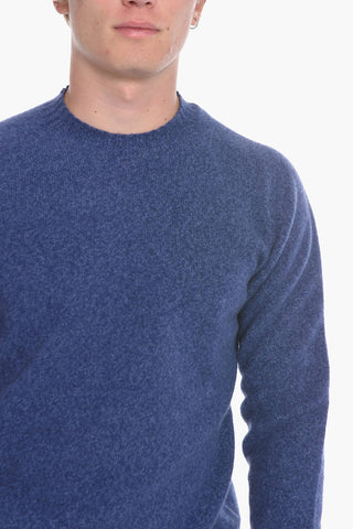 Virgin Wool and Cashmre Crew-Neck Sweater with Rib Cuffs